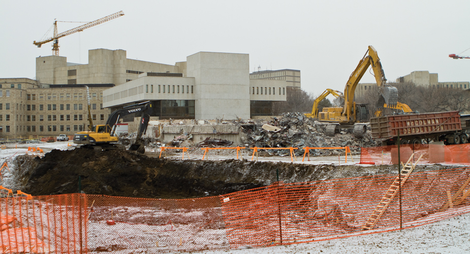 The Medical Research Building being torn down