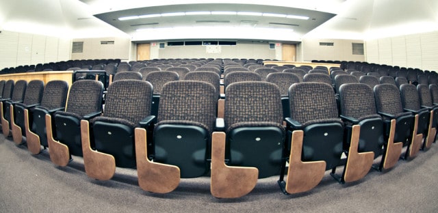 The barren seats of the Neatby-Timlin Theatre in the Arts Building, where University Council holds their monthly meetings, are expected to fill up with guests by 2:30 p.m. Jan. 24, as council is scheduled to vote on TransformUS.