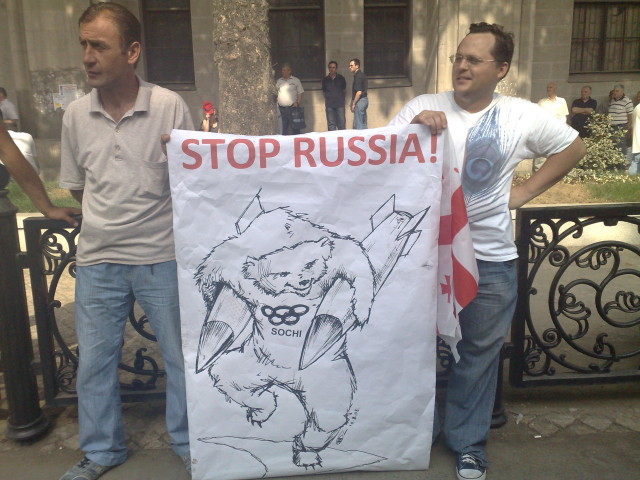 Protesters speaking out against the upcoming 2014 Winter Olympics in Sochi, Russia. 