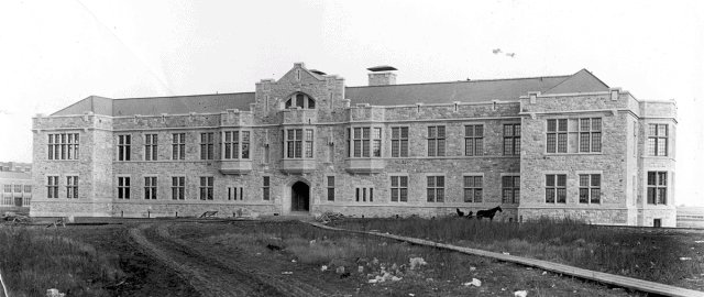 Built in 1912, the Peter MacKinnon Building is said to be home to the ghost of the first history department head Arthur Silver Morton, who suddenly died one night in the building.