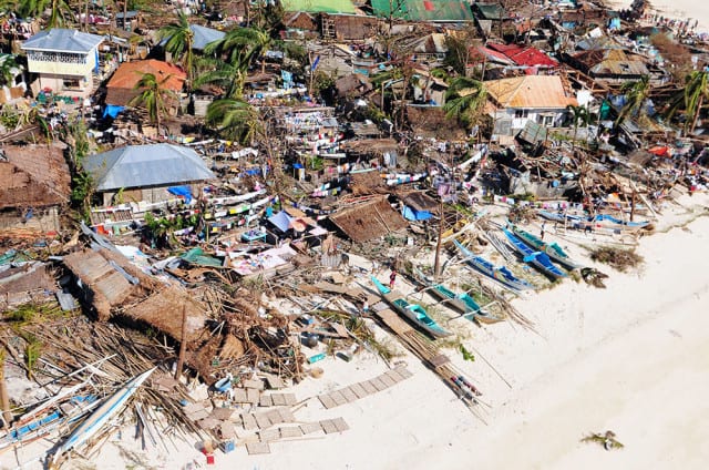 A coastal town in the central Philippines was ravaged by Typhoon Haiyan.