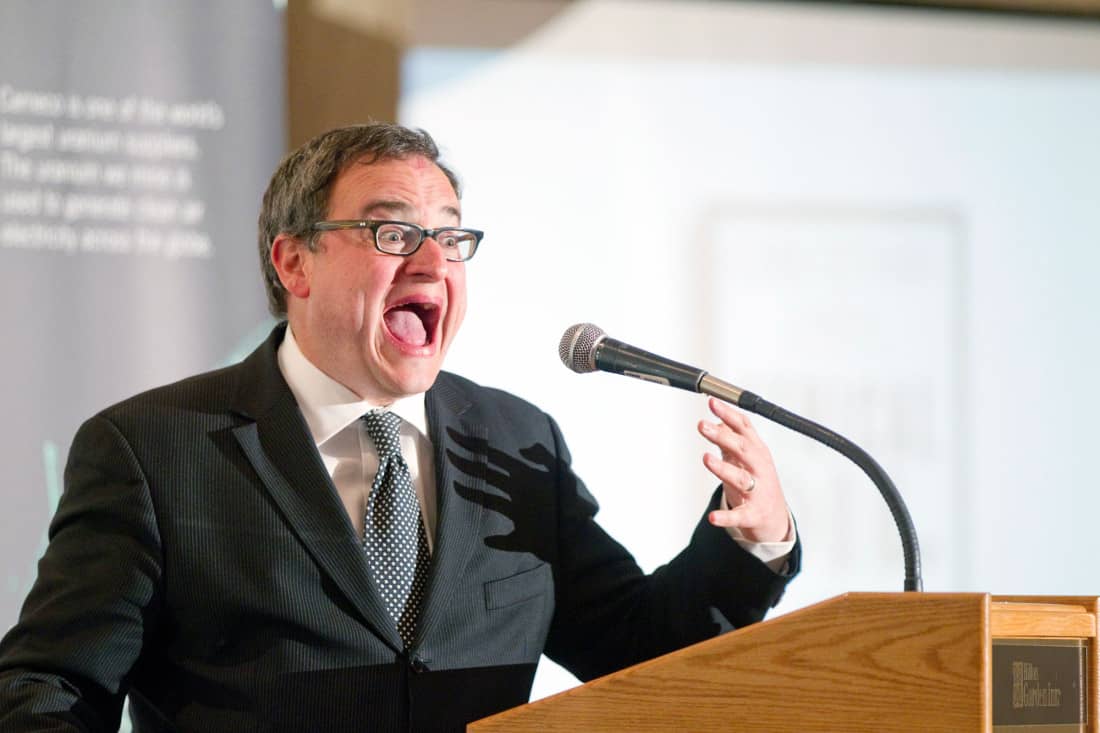 Ezra Levant speaks at a conference, causing controversy once again among the auidence. 