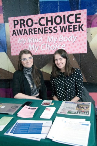 The pro-choice table stands in stark  contrast to the pro-life table in the Arts Tunnel. 