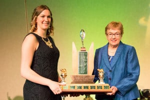 Dalyce Emmerson receives the Mary Ethel Cartwright Trophy for female athlete of the year.