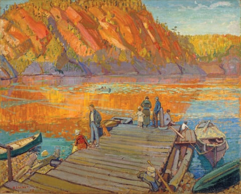 Arthur Lismer’s “Autumn, Bon Echo”, painted in 1923 and donated to the Mendel gallery in 1965.