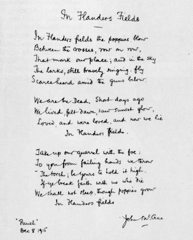 McCrae jotted down this most famous of war poems in 20 minutes during the Battle of Ypres. | Library and Archives Canada/C-128809