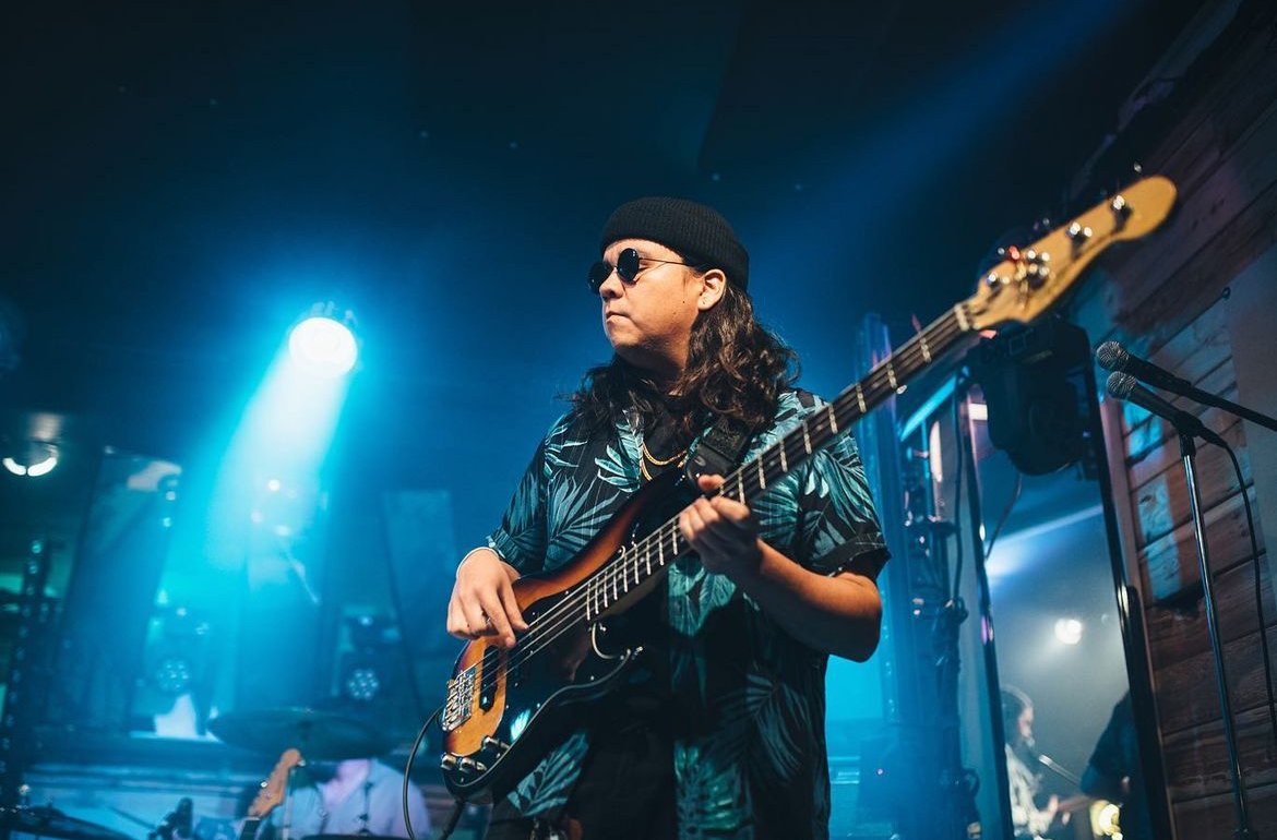 Devon Gunn (vbnd) playing bass for the band 'after two am' at the Capitol Music Club. | via instagram @vbndmoney