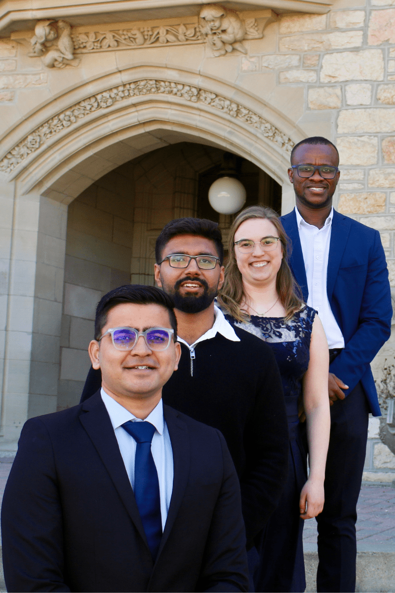 Front to back are Krunal Chavda, Upkar Singh, Elisabeth Bauman and Moses Ahiabu | supplied by the USSU