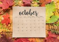 Month of October calendar and autumn leaves | Pressmaster | Canva Pro