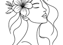 Beautiful woman face with flower line art | Cre8corner from cre8corner | Canva Pro