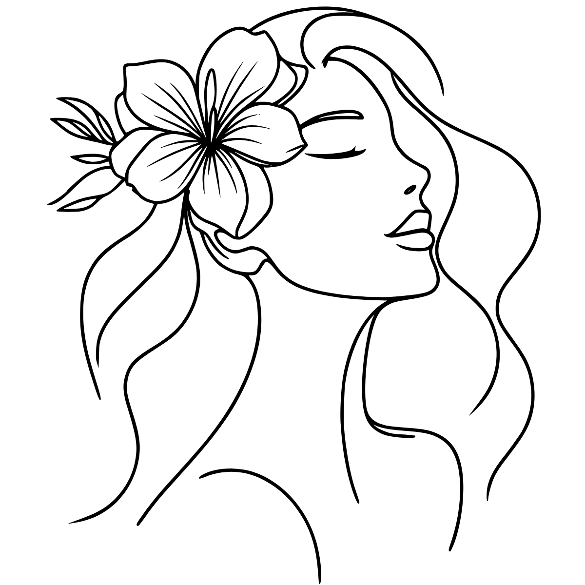 Beautiful woman face with flower line art | Cre8corner from cre8corner | Canva Pro