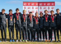 The Huskie mens cross country team after capturing Canada West Bronze in Camrose, Alberta | Adrien Bazinet Alberta Athletics