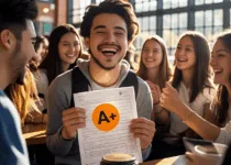 A student celebrating his success with his peers | Canva Pro AI