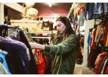 Woman shopping in London second hand marketplace | Lechatnoir from Getty Images Signature | Canva Pro