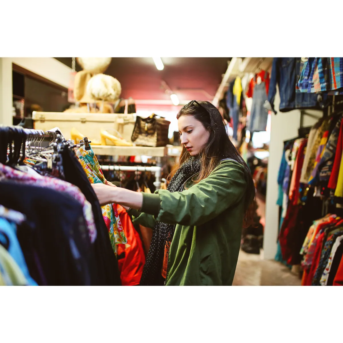 Woman shopping in London second hand marketplace | Lechatnoir from Getty Images Signature | Canva Pro