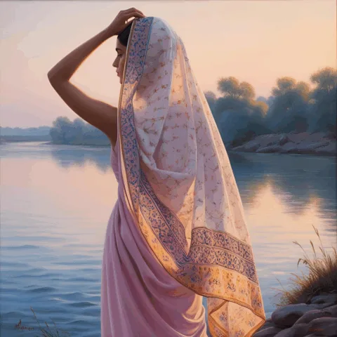 A dupatta is a long, rectangular scarf draped over the shoulders or head | Canva Pro AI