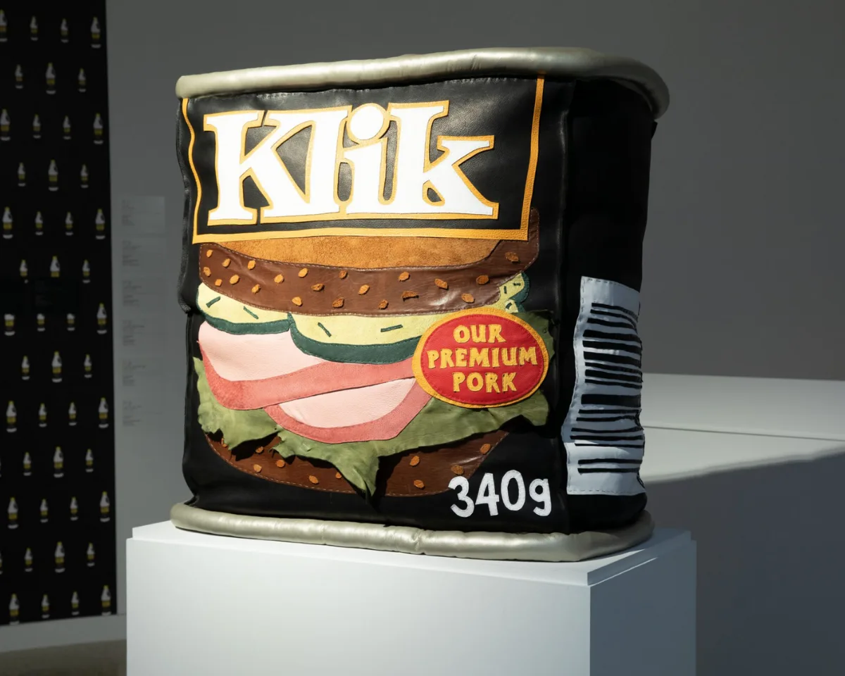 Tarralik Duffy, Klik, 2023, leather and thread. Photo: Daisy Wu, courtesy of WAG-Qaumajuq.