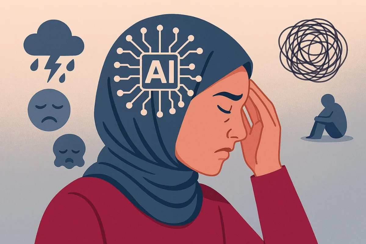 AI-generated photo with the following prompt: Generate an image of the effects of AI on mental health | Microsoft 365 Copilot