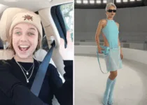 Image 1: Emma Chamberlain | YouTube. Image 2: Emma Chamberlain shared this image on Instagram with the caption “I 🩵 @Courrèges by @Nicolas.Difelice.”