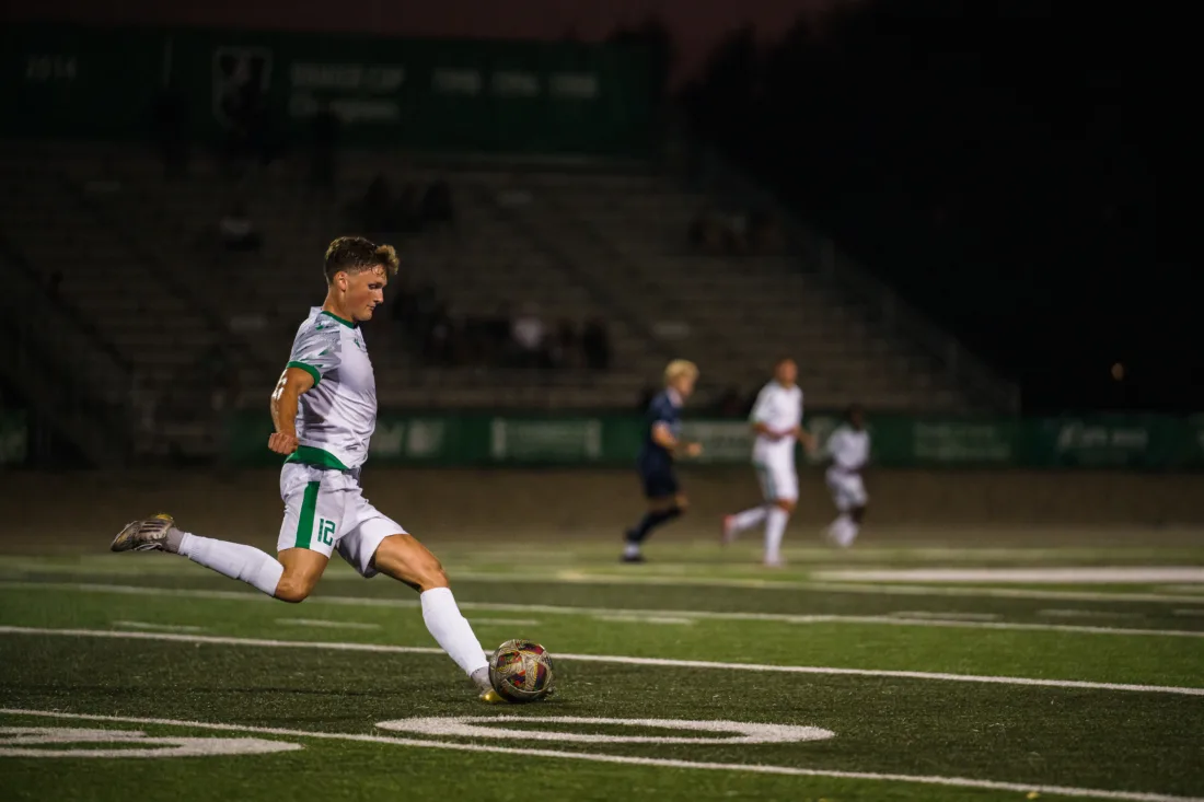 The University of Saskatchewan Huskies take on the Mount Royal Cougars in Canada West exhibition Soccer action Saskatoon SK
