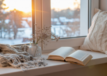 Cozy winter window seat with a book | True Creatives | Canva Pro
