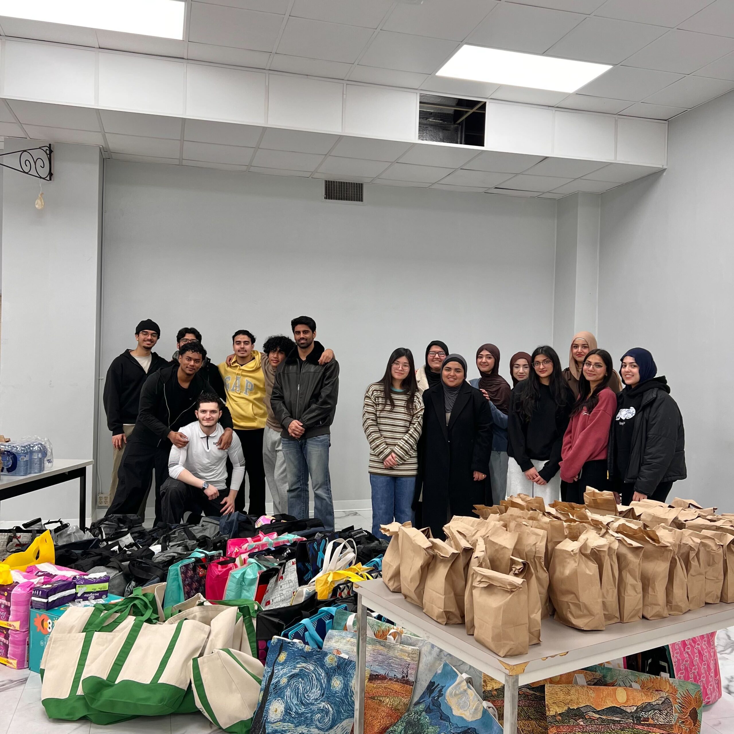 The Islamic Dawah Society team preparing packages to give to those in need | Photo taken by Isha Haider