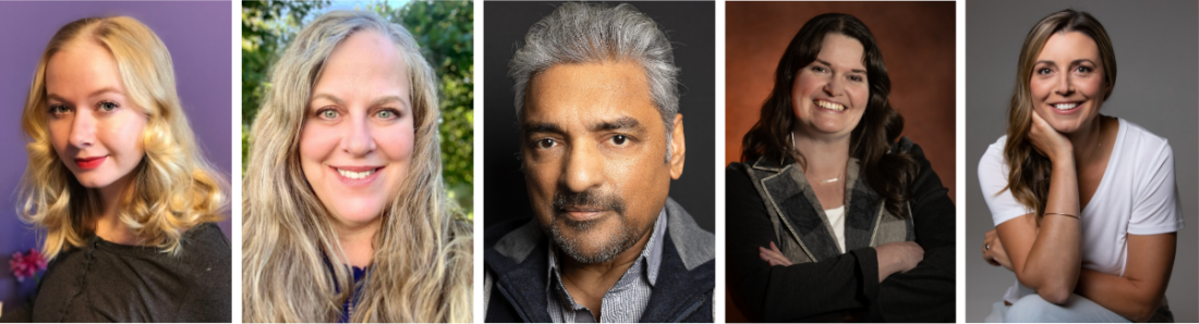 From left Leanne Griffin, Laurin Griffin, Sugith Varughese, Hope McIntyre and Clare Middleton | USask Drama Department