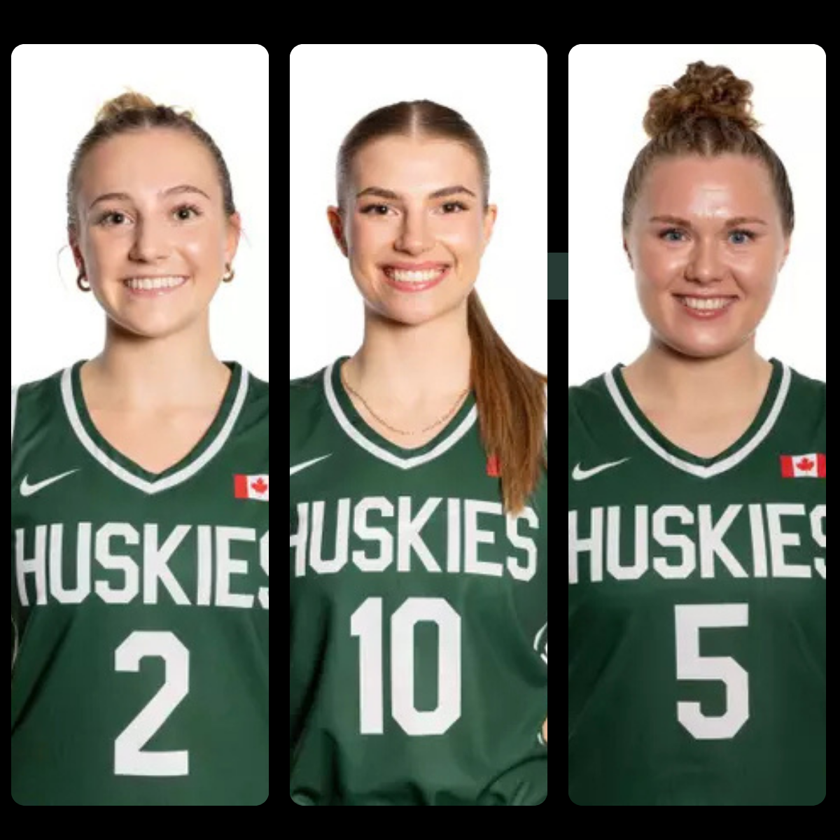 Gabrielle Kaban, Ella Murphy Wiebe and Gage Grassick | Huskie Athletics