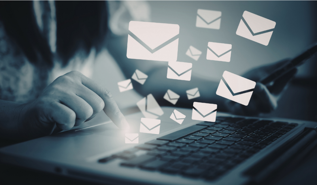 Sending emails through laptop with modern technology | Sebastian Moldoveanu | Canva Pro