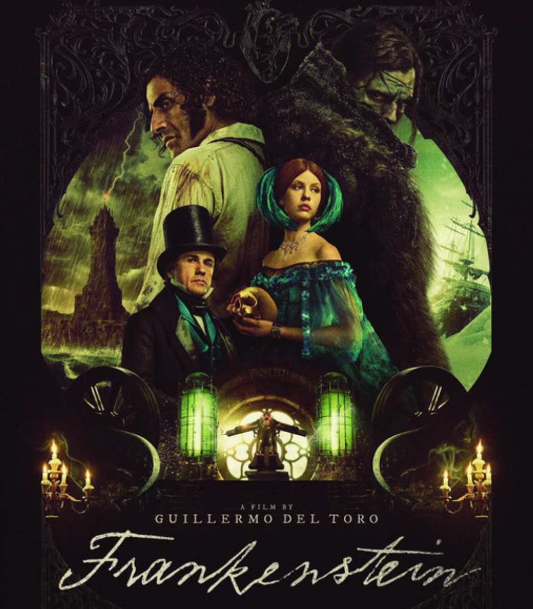 This image released by Netflix shows promotional artwork for Guillermo del Toro’s Frankenstein | Netflix via AP