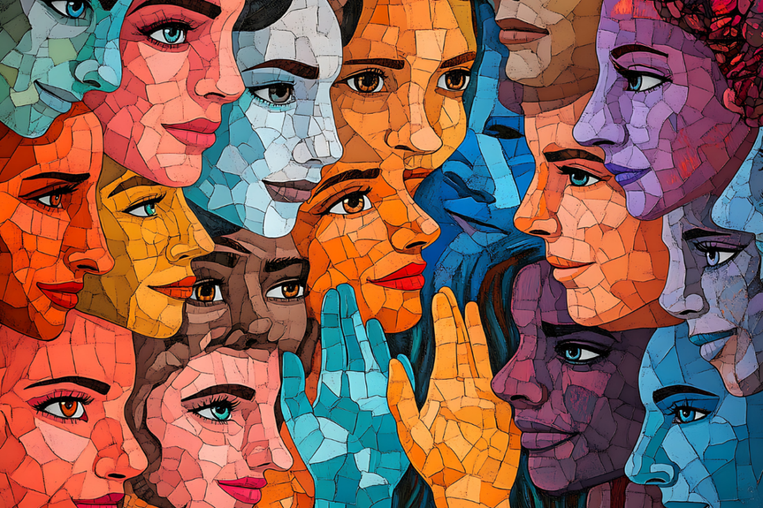 Colourful mosaic portrait of diverse faces | Your Name from ninjaDesigns| Canva Pro