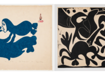 Left: Egevadluq Ragee, Water Baby and Sea Dog (1961). Right: Pablo Picasso, Picador (1959). Collection of Remai Modern | Carey Shaw